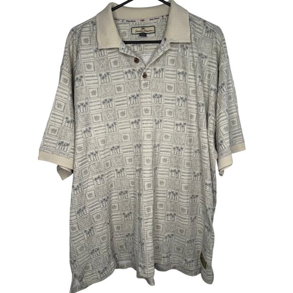 Tommy Bahama Other - Tommy Bahama Men’s XXL Silk Cotton Polo Shirt Palm Print Relaxed Fit